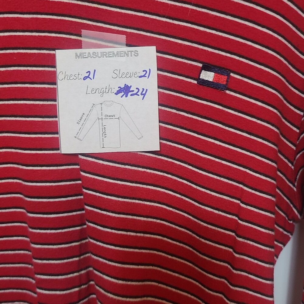 Tommy Hilfiger Red/Whote Striped Long Sleeve Turtle Neck Shirt Mens Sz XL - Picture 5 of 6